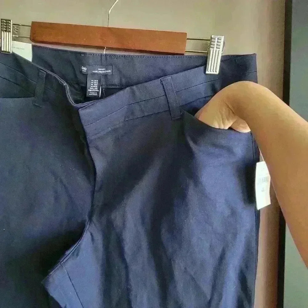 Brand New GAP Slim City Women's Ankle Pants Navy Blue Size 14R Pockets - Picture 5 of 11